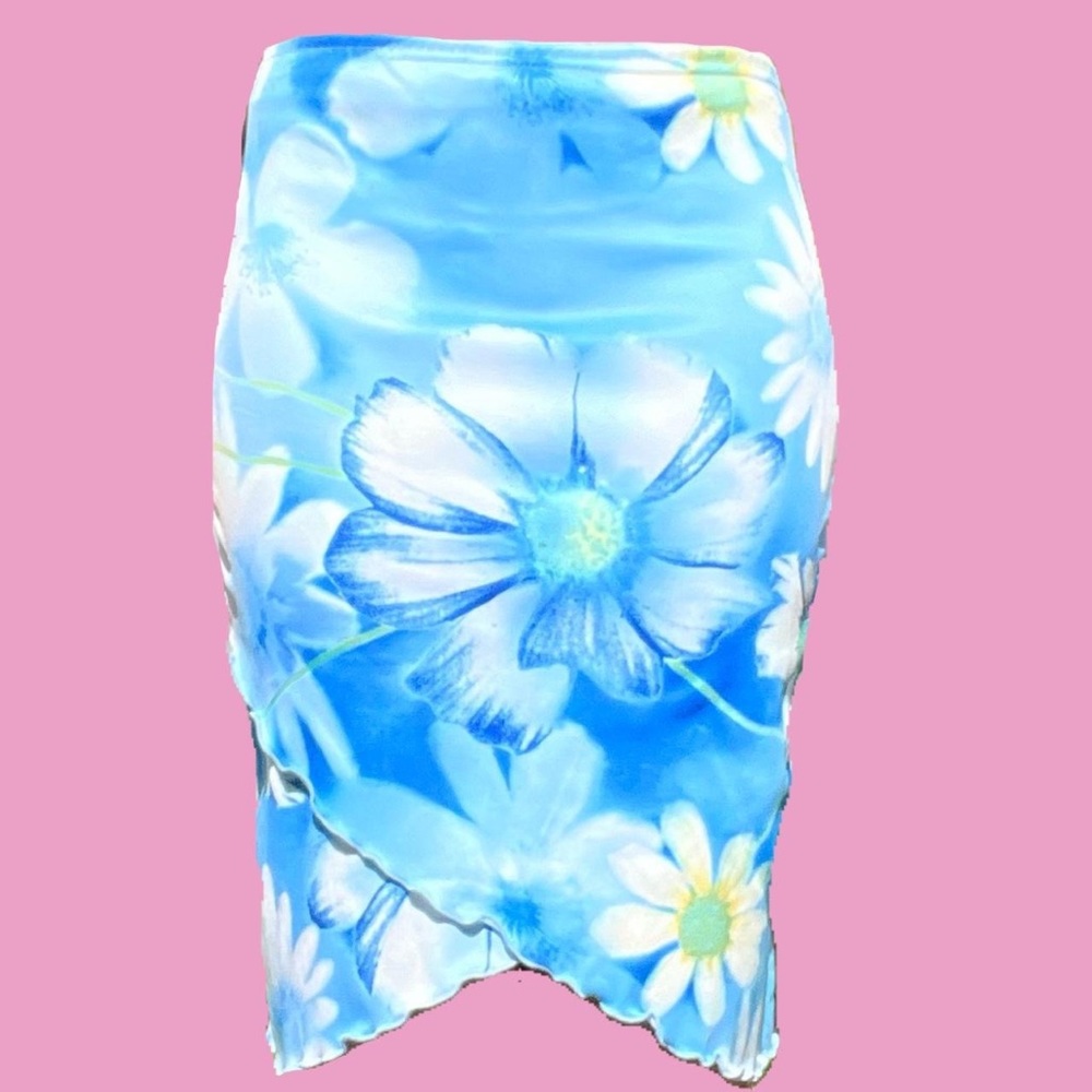 Y2k Floral Midi Ruffle Skirt